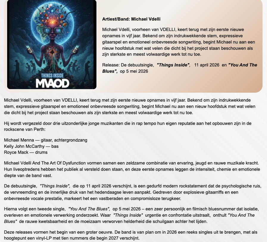 VDELLI's tweet photo. Thank you Harrie Huisman for featuring our debut release promo in https://t.co/4Jn8KHM1ll from The Netherlands. It's one of the very best online magazines in the genre and we are very happy to be in such esteemed company. https://t.co/qx7XVDZRL6