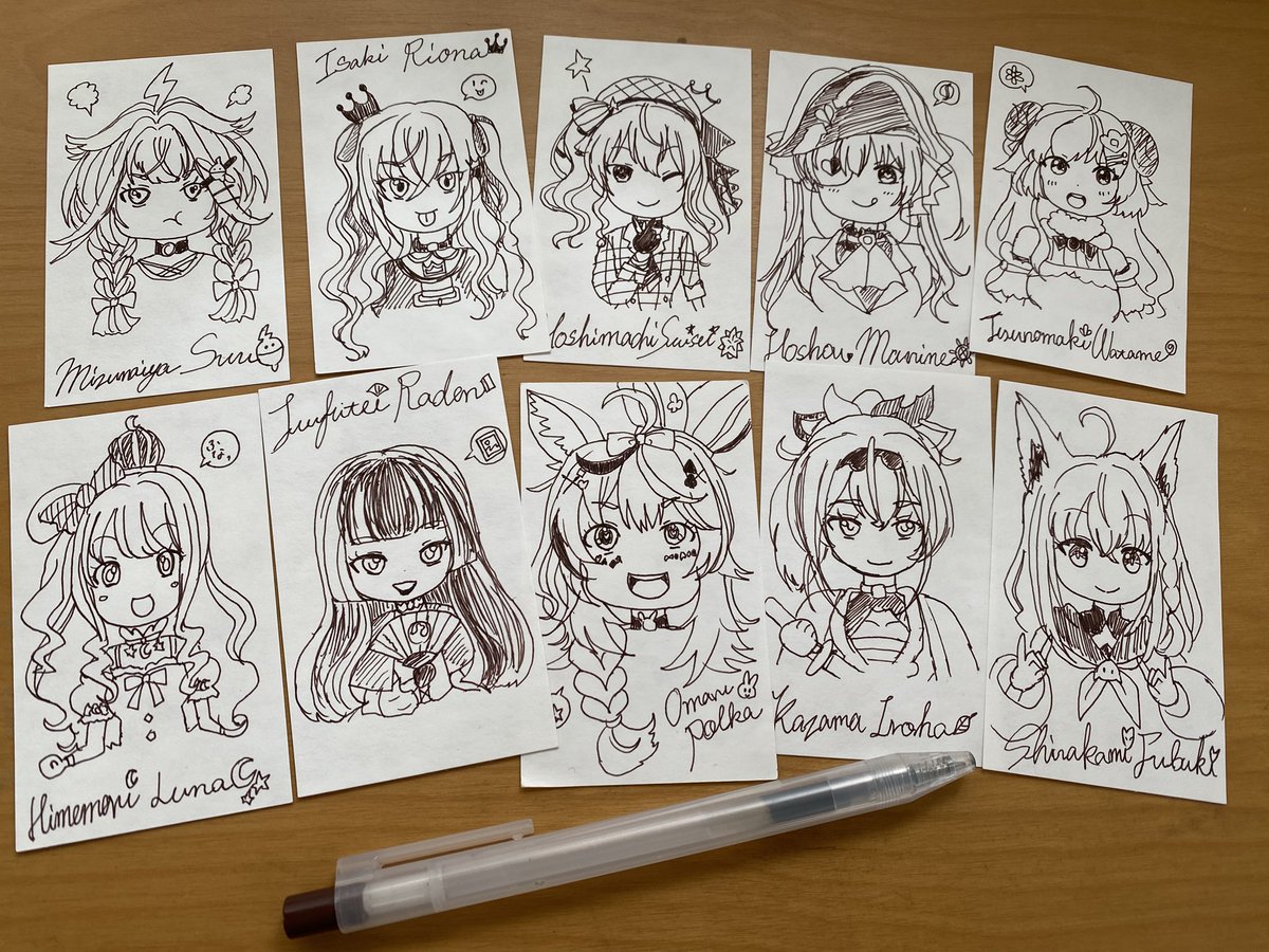 エキスポに備えて、スマホケースに挟むようの手描きイラストをたっ