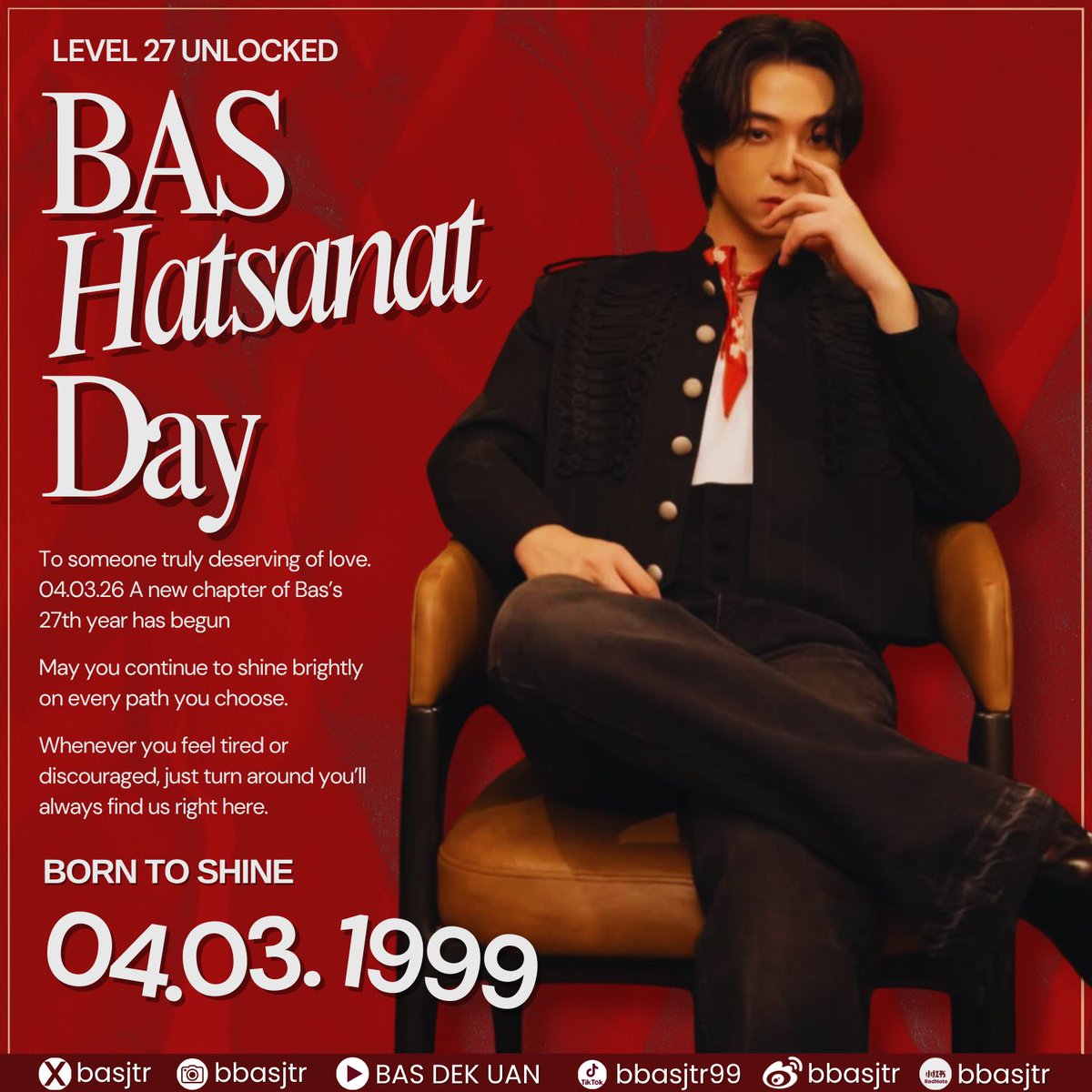 BORN TO BE BAS
#BBASDAY_27th
#บาสเด็กอ้วนที่แท้จริง 

🤍แด่คนที่ควรค่าแก่การถูกรักเสมอ🤍

🗓️ 04.03.26 อีกหนึ่งบทใหม่ในวัย 27 ของ <a href="/basjtr/">นอนอร์ธ น้องเด๋อเดอะซุย</a> ได้เริ่มต้นขึ้นแล้ว 🎂✨

ขอให้น้องบาสยังคงเปล่งประกายอย่างสดใสในทุกเส้นทางที่เลือกเดิน และในวันที่รู้สึกเหนื่อยหรือท้อ เพียงแค่หันกลับมา