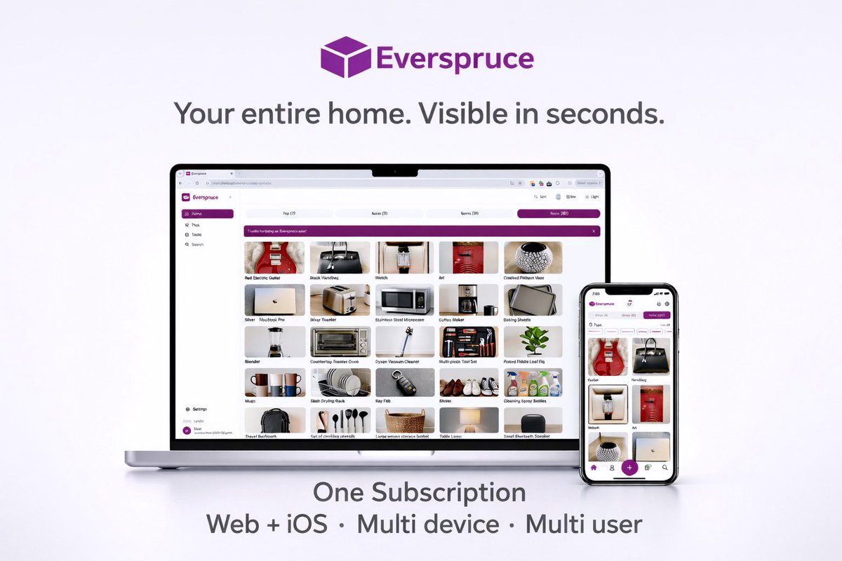 EverspruceApp's tweet photo. Homeowners: Do You Actually Know Everything You Own?

Most people don’t have a proper record of their home inventory.

Everspruce helps you document everything securely.

One subscription
Web + iOS
Multi device
Multi user

Start free today. https://t.co/CVkrSF4JuK