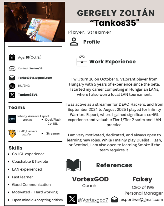 Tankos35_VL's tweet photo. LFT only for East Open Qualifiers

16
500rr
Mainly duelist/Flash but can play any role
t2/t3 experience