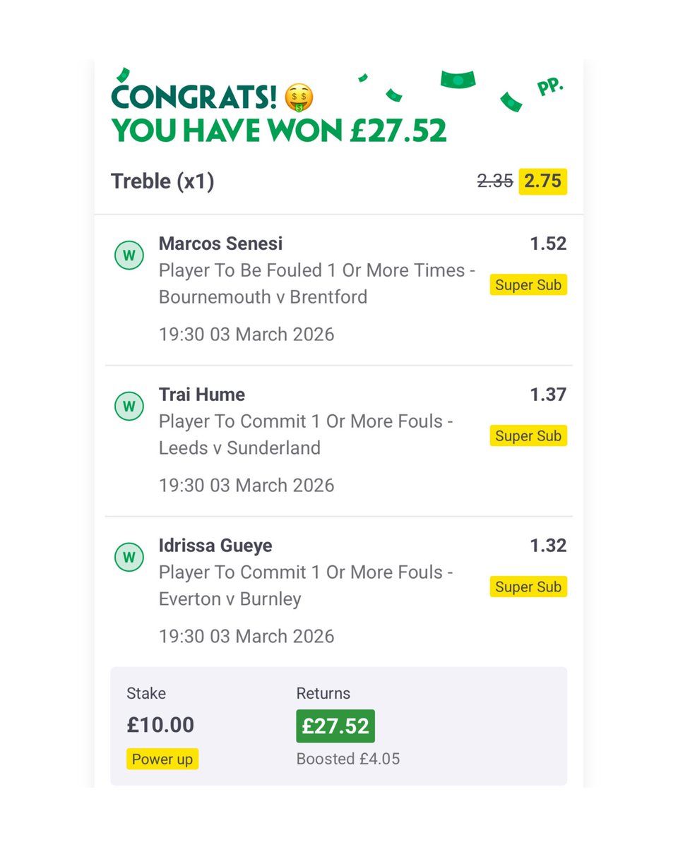 ✅ FOULS CHECKLIST WINNER!

Who wants another Checklist tomorrow?