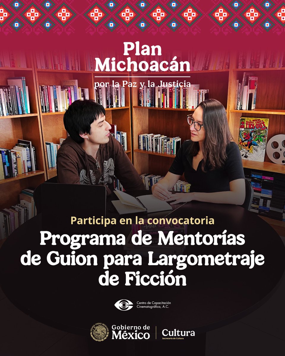 planmichoacan25's tweet photo. 🎥🎬El Centro de Capacitación Cinematográfica abre el Programa de Mentorías de Guion 2026, en el marco del #PlanMichoacán 

Convocatoria abierta del 3 de marzo al 11 de abril.
Consulta las bases en: https://t.co/2wIUSTgDNn.

@cultura_mx  
@CCCMexico https://t.co/Gq0EGuUPeF