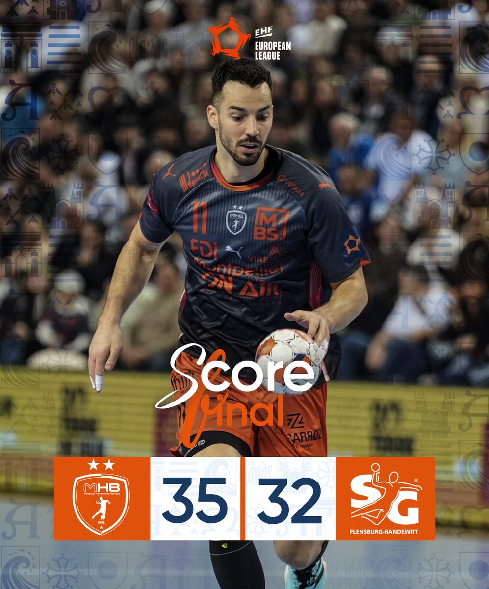 [<a href="/ehfel_official/">EHF European League</a> - Tour principal - J3]

🔥 Victoire contre le champion en titre ! Dans une <a href="/SDFArena_Mtp/">Sud de France Arena</a> bouillante, le <a href="/mhbofficiel/">Montpellier Handball</a> se qualifie pour les huitièmes de finale ✅

🔚 <a href="/mhbofficiel/">Montpellier Handball</a> 🆚 <a href="/SGFleHa/">SG Flensburg-Handewitt</a> : 35-32