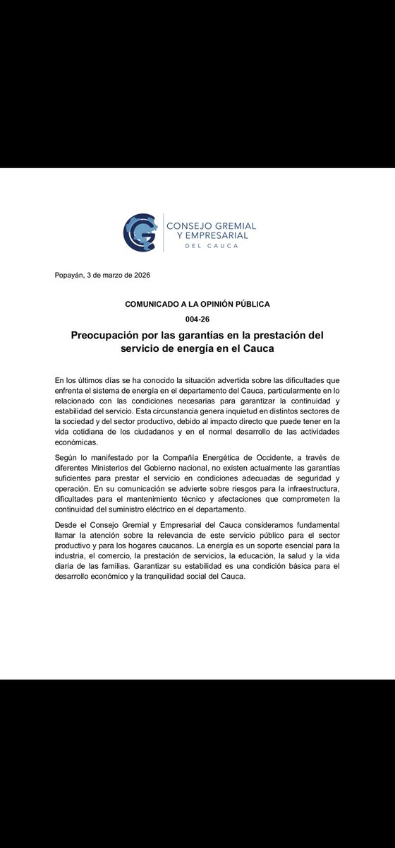 Consejo Gremial y Empresarial del Cauca tweet media