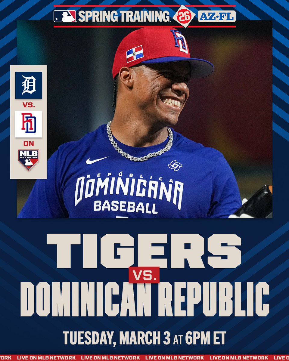 Watch Team Dominican Republic in action against the Tigers coming up next on MLB Network 👀🇩🇴