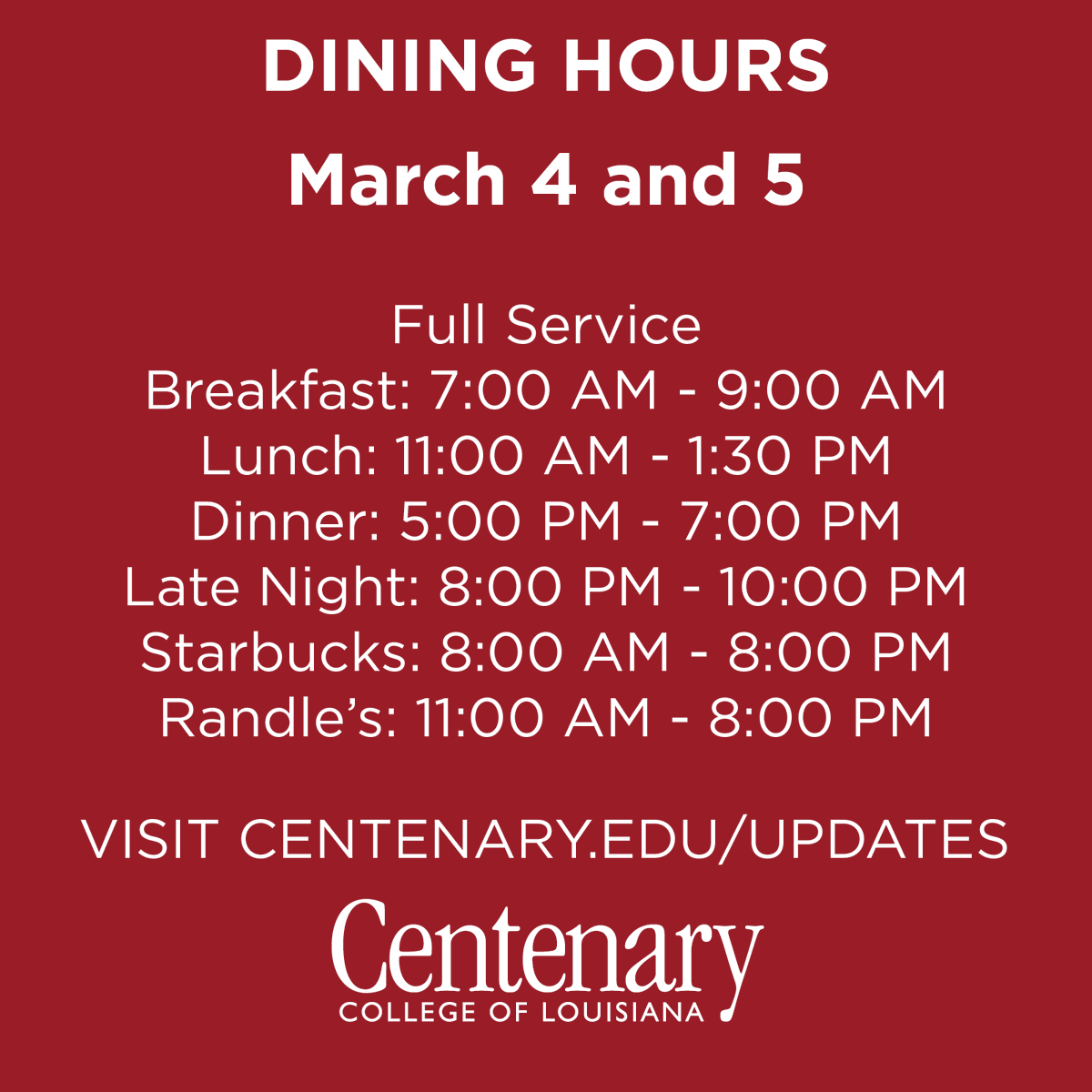 Centenary College tweet media