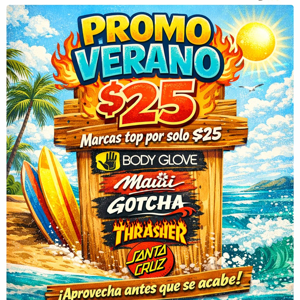 ☀️ EL VERANO NO ESPERA ☀️
Las marcas que siempre quieres…
ahora a $25 😎
Body Glove • Maui • Gotcha • Thrasher • Santa Cruz
Es tu momento de renovar outfit sin pensarlo tanto 👀
Corre antes que se agoten.
📍 Plaza Vía Miranda, Local 5, Col. Escalón
📲 +503 7581 8335