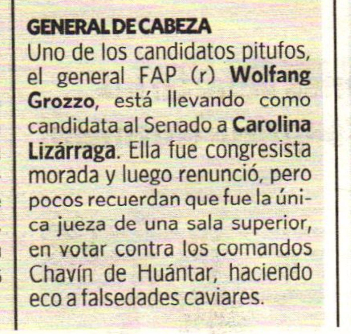 DiegoManarelli2's tweet photo. ASÍ QUE LA EX MORADA CAROLINA LIZÁRRAGA QUE CUANDO FUE JUEZA VOTO EN CONTRA DE LOS COMANDOS CHAVÍN DE HUÁNTAR PARA GANARSE A LA CAVIARADA ES HOY UNA CANDIDATA DEL PARTIDO DEL GENERAL FAP WOLFANG GROZZO.. (TODO UN CAVIAR IGUAL QUE CHIABRA) https://t.co/DpI19ZxFFe