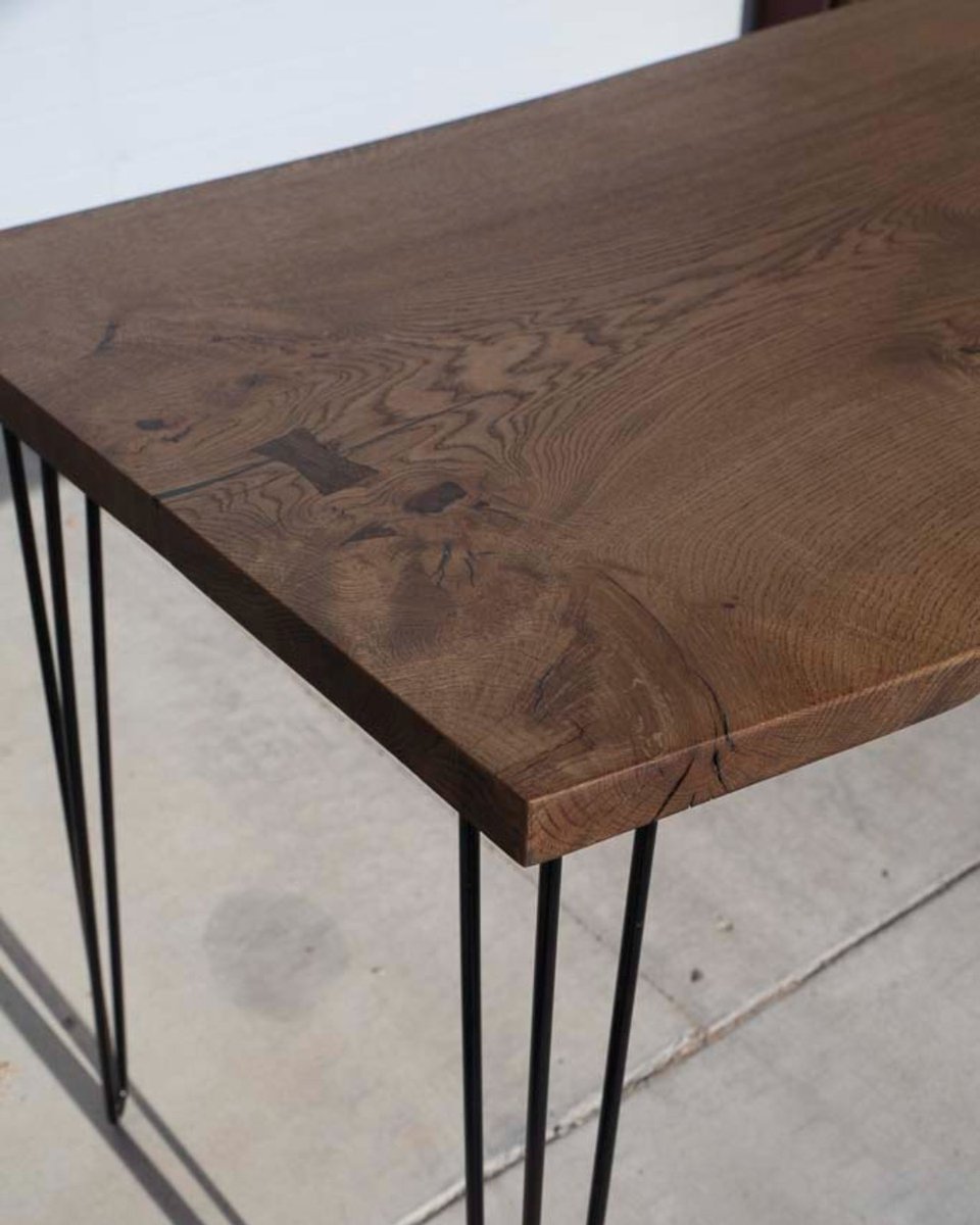 rubiomonocoatUS's tweet photo. A modern industrial dining table with the most mesmerizing grain! 😍 

Craftsmen Tables used a gorgeous white oak slab for the top and paired it with hairpin legs! To color and protect the tabletop, Oil Plus 2C "Black" was applied.

MORE: https://t.co/HzvsxtXBQq

#rubiomonocoat https://t.co/W930csbrGJ