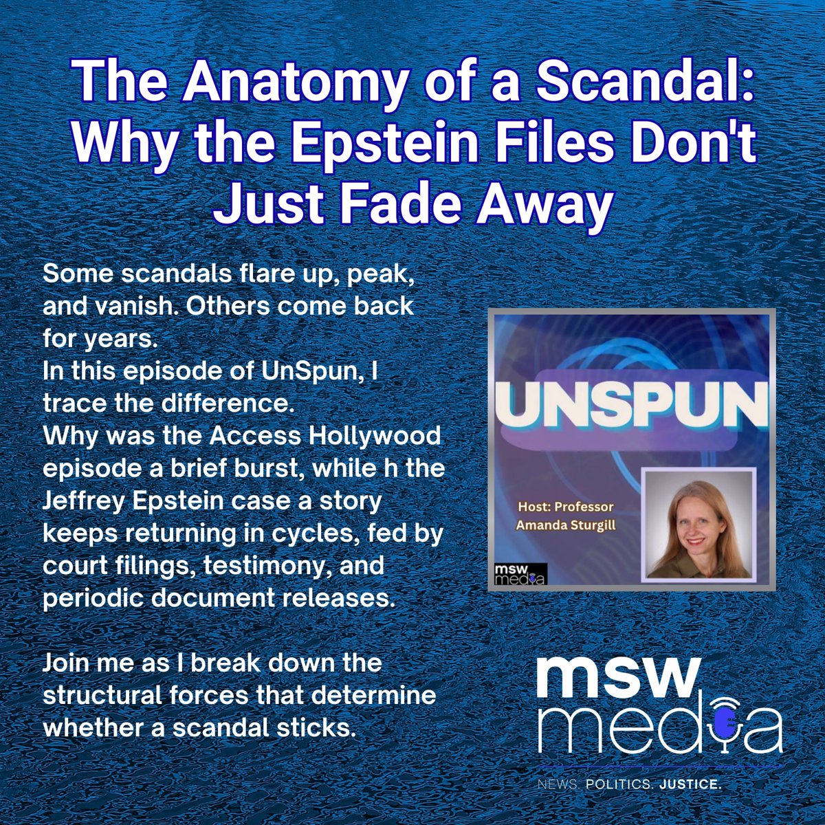 mswmediapods's tweet photo. ICYMI: #Unspun 🧐 podcast with Prof. Amanda Sturgill @DrSturg #MSWMedia
Listen: https://t.co/9Cbj9W7qdG https://t.co/Jg4rLiScSH