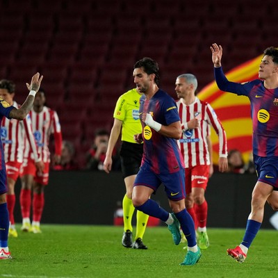 Acaba de marcar Bernal la 3era para el Barca y está a un gol de empatar la serie en la Copa del Rey resta 15 aproximadamente.