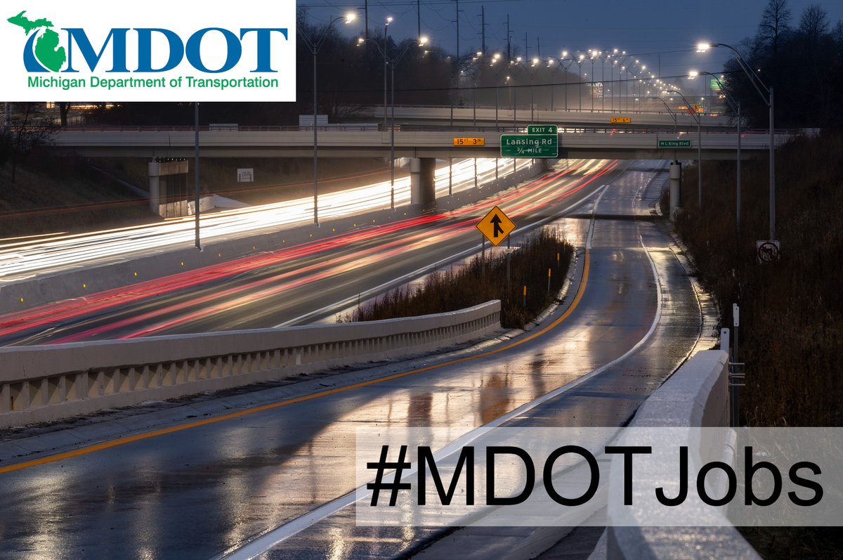 MichiganDOT's tweet image. MDOT has the following open positions:

- Bridge Inspection in the northern Lower Peninsula ($32.43 - $57.79/hr): governmentjobs.com/careers/michig…

- Transportation Technician (Development) in #GrandRapids ($32.70 - $48.91/hr): governmentjobs.com/careers/michig…

#MDOTJobs #MIGovJobs