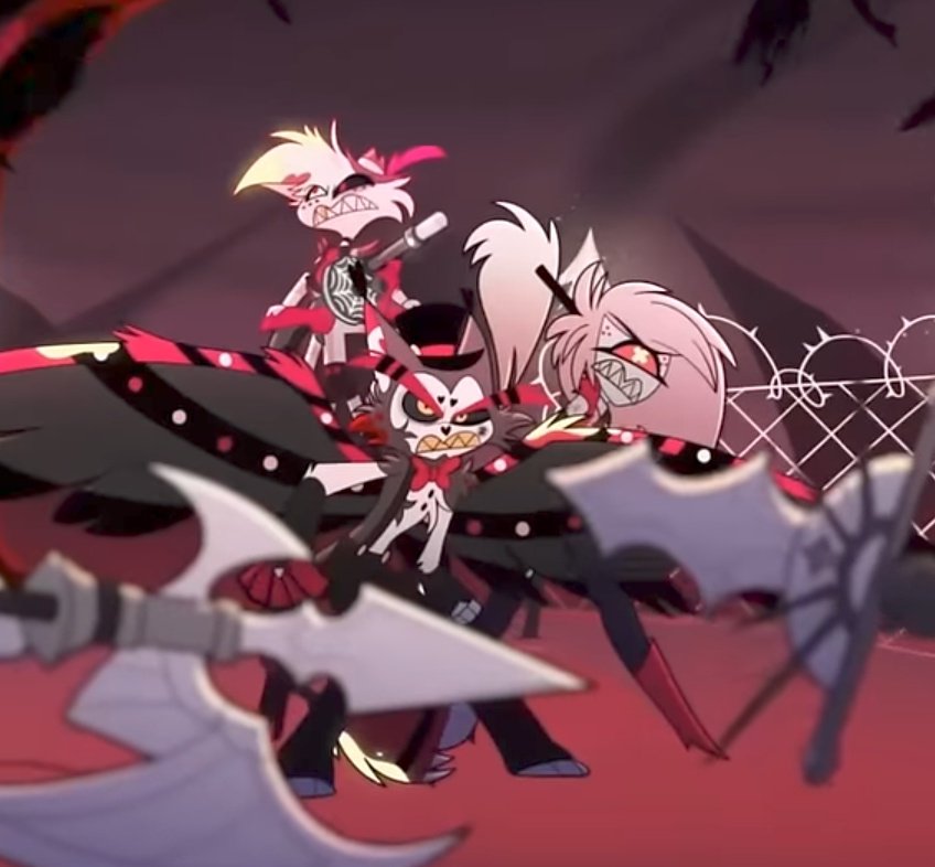 LaRagaNoir's tweet photo. BAR TRIO 🗣️🗣️ #bartrio #HazbinHotel https://t.co/kjZeOK1qyB