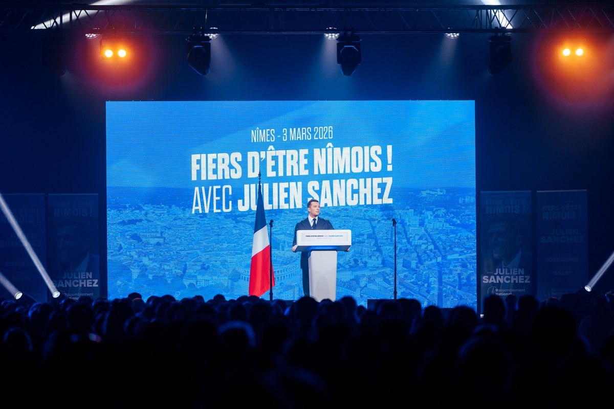 J_Bardella's tweet image. Le leader de l’extrême gauche Jean-Luc Mélenchon  a fait ses choix : sa milice plutôt que la police, la violence politique plutôt que la démocratie, le communautarisme plutôt que la Nation unie, le drapeau du Hamas plutôt que l’étendard tricolore. #Nîmes #Municipales2026