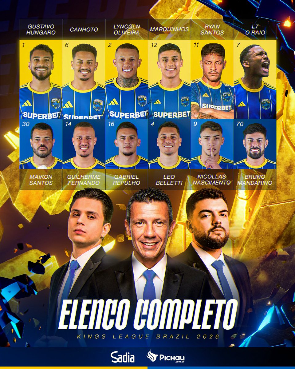 Dendele_FC's tweet photo. Conheçam as numerações de cada atleta do #TouroLoko para o 2º Split da @Kings_LeagueBR! 🙌 https://t.co/p6PbFu4In7