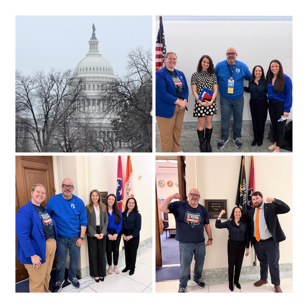 CathyEngMD's tweet photo. It’s a wrap! 💪💙 #CallonCongress
Our asks:
👉⬆️ #CancerResearch funding desperately needed for #CDMRP
👉ONLY top 5 #cancer WITHOUT its own research program YET 2nd leading cause of cancer death (M+F)
👉 Join #colorectalcaucus to give #CRC additional support
👉🙏🏻 staff members @MarshaBlackburn @RepChuck @MattForTN!
#advocacy