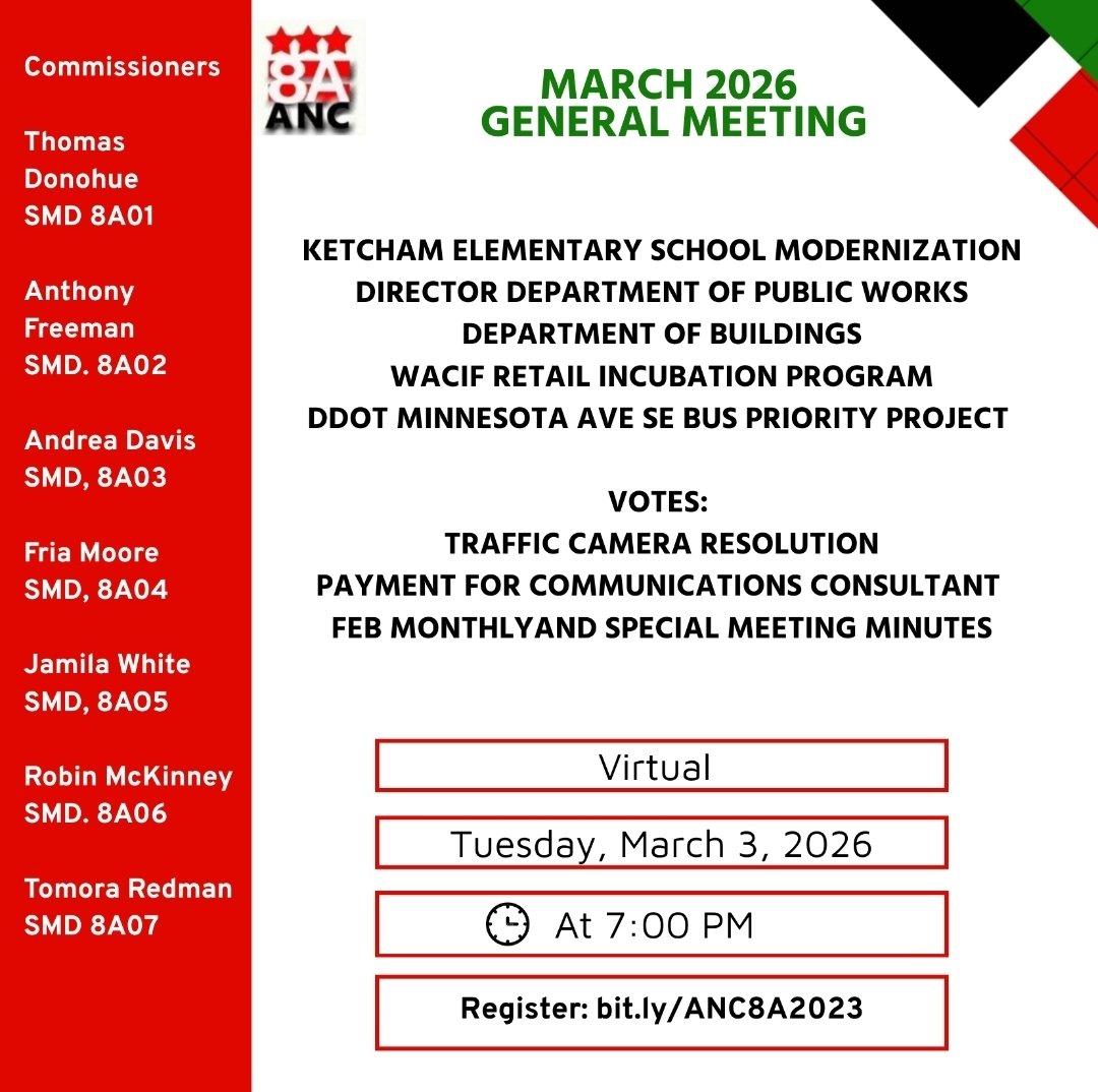 Tonight is ANC 8A monthly meeting!