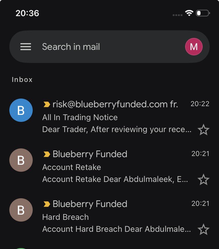 maleekberry12az's tweet photo. 🚨 My Experience With Blueberry Funded 
@BlueberryFunded

 Traders Beware, I’m calling on everyone to help me raise alarm regarding the scam going on in this firm as i’m about to be cheated…

I’m posting this so other traders can judge for themselves.

I traded a funded account ($25k 2-step) and made it to $5,500 in profit.

• 98% of my trades were 1% risk
• Stop losses were used
• I stayed within lot size limits
• No daily loss breach
• No overall drawdown breach

Two trades:
• loss of 4.5%
• and loss of 6% (gave back part of profit)
I didn’t blow account. I still managed my account and made it to $5k profit for payout.

Yesterday, i got a mail from their risk team saying one of my trades that resulted in 4.5% loss constituted to an All-in trading approach that i’m not supposed to risk more than 1% per trade…

Their own moderator on discord publicly stated:
“There is no maximum risk per trade rule. Only lot size restrictions.”

I respected the lot size restrictions.

They never stated any rule of such from start, People kept asking on their discord group, they said no maximum risk per trade rule.

Despite that, my account was reset to Phase 1 for “All-In Trading Behavior.”

No payout.
No prior warning.
No clear clause cited.

If there is no defined max risk rule, and lot size rules were followed, what exactly was breached?

Is “All-In” now a subjective decision once profits become significant?

Please help me call their attention by retweeting this..🙏🙏
This payout and account really mean a lot to me