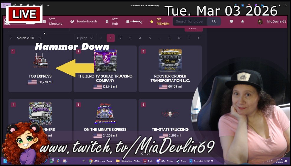 MiaDevlin69 is now Live playing #AmericanTruckSimulator

Hammer Down...well maybe [CC]

#twitch #twitchstreamer #streamer #twitchaffiliate #CC
#gamergirl #twitchgirls #torontosteamer #CanadianStreamer

twitch.tv/MiaDevlin69