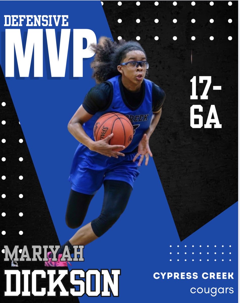 CyCreekGBB's tweet photo. Congrats to our Senior Mariyah on her All District award. The Face guard queen! Led the team in steals , deflections and guarded multiple position! 

So proud of you! https://t.co/PvvZIMQVt3