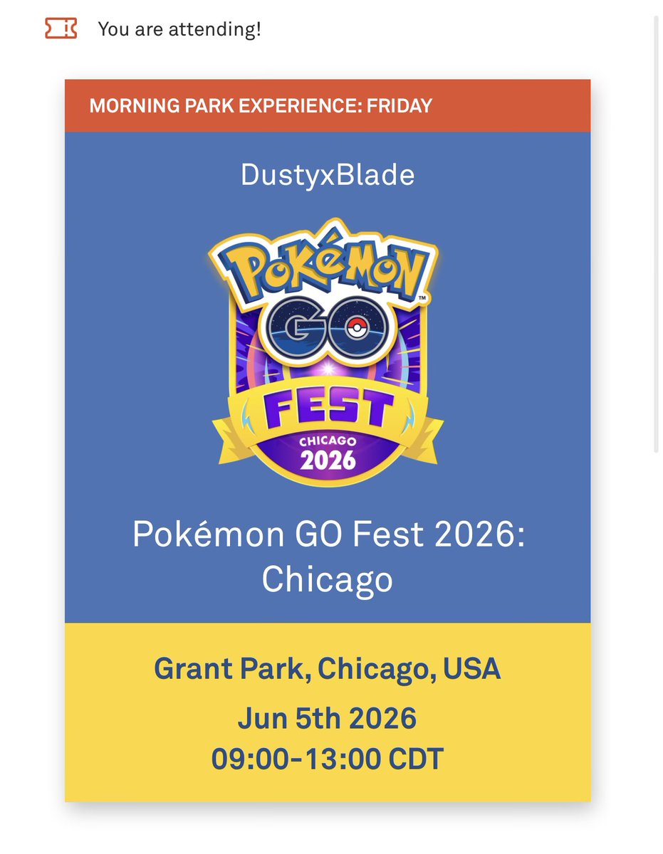 DustyxBlade's tweet photo. GO Fest Chicago ticket secured ✅ https://t.co/eMmXatWSiY