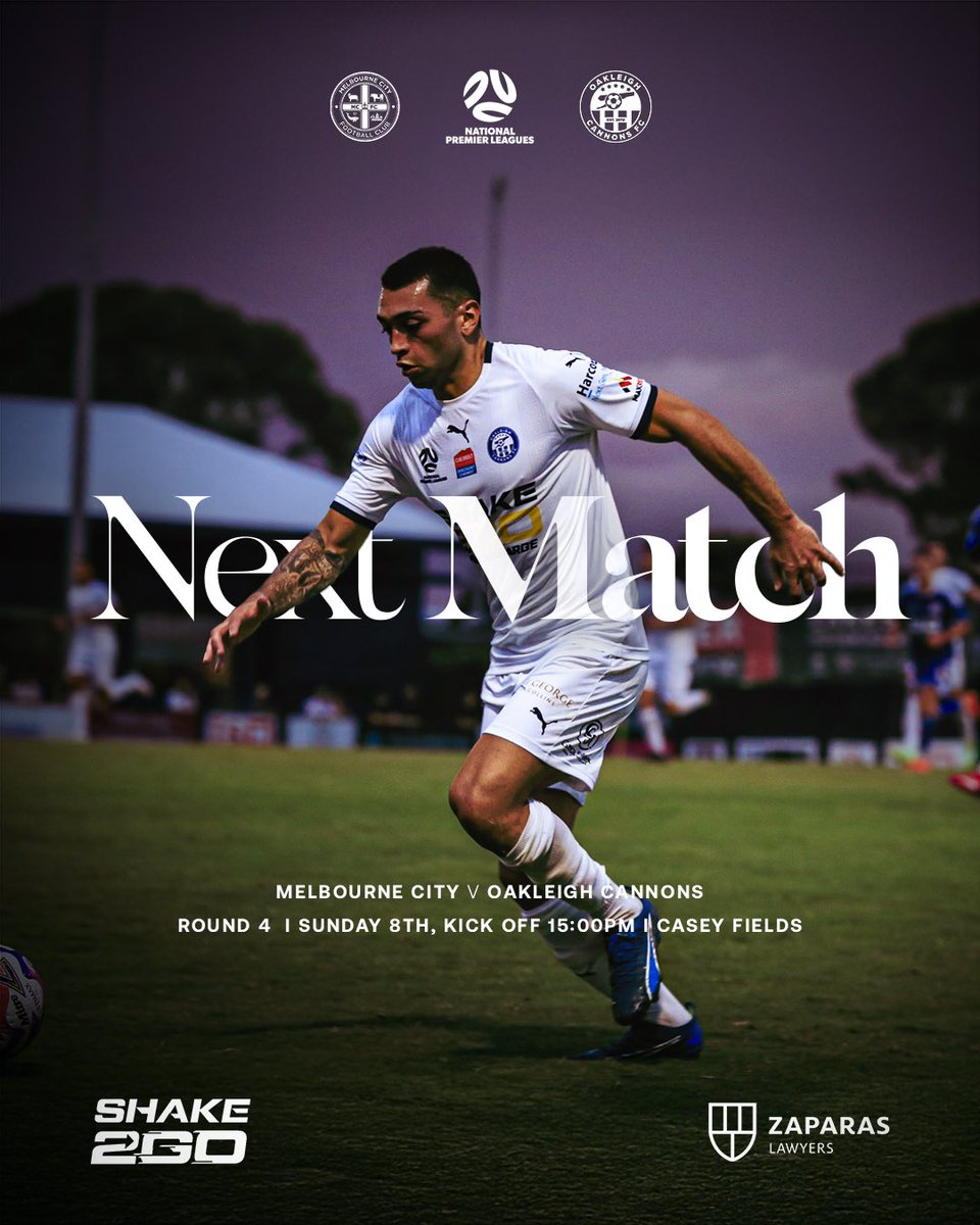 oakcannonsfc's tweet photo. Away trip locked in. π΅β½
Your Oakleigh Cannons FC head on the road this Sunday to face Melbourne City FC at Casey Fields.
π Sunday 8th
π Casey Fields
β° Kick-off: 3:00PM
Another big test away from home.
#OakleighCannons #NPLVictoria #MatchDay https://t.co/x5q3Yomq8i