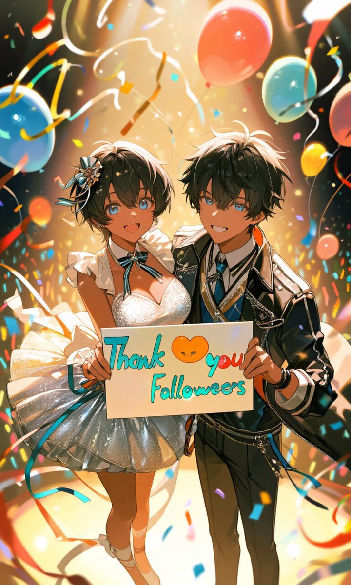 SUIKA_BG25's tweet photo. おはようございます٩(๑❛ᴗ❛๑)۶

2025年10月23日からスタートして、
ついに フォロワー1000人達成 しました🎉✨

ボーイッシュ要素を求めて始めたAIイラストを、マイペースに続けてきました。
その中で皆さんからコメントやいいねをいただけて、本当に嬉しいです😊

次は 目指せ2000人…いけるかな？笑

なので本日は 歴代のお祝いイラスト をまとめてみました🎨✨

これからも楽しく翠唯花ちゃん、翠唯花くんイラスト投稿していきますので、
引き続きよろしくでーす！