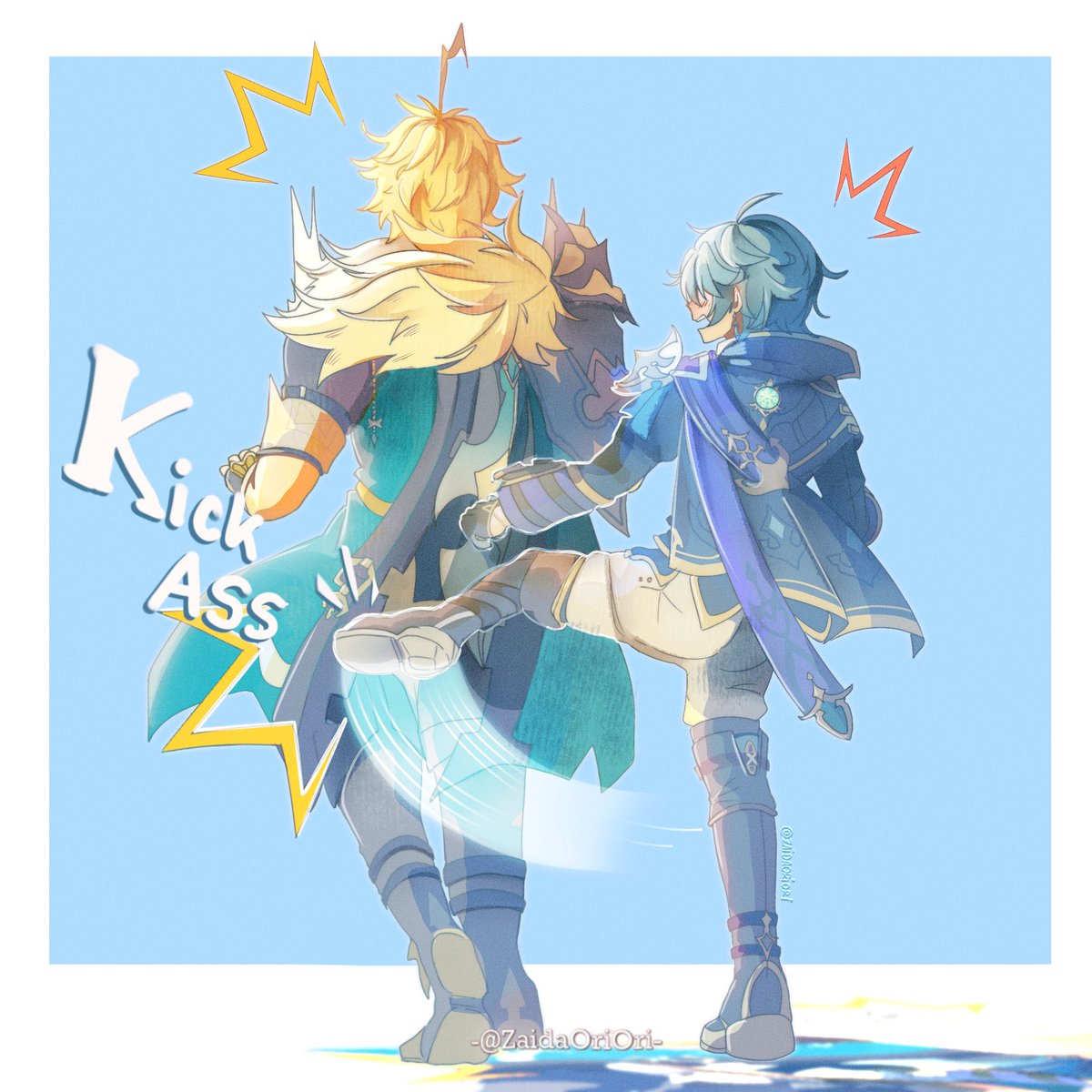 ZaidaOriOri's tweet photo. Friendly ass-kicking! 😌 #Lohen #Varka #GenshinImpact https://t.co/7YSyoZWQ1x