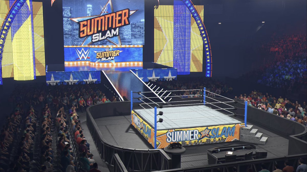 Wait, the retro SmackDown arena has blue ropes now? I like that update ...