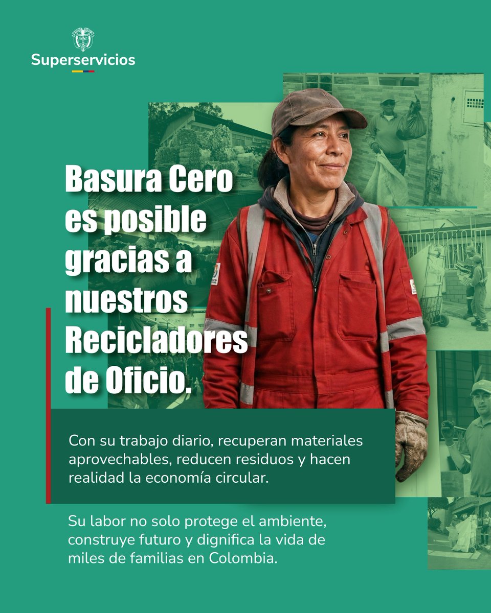 Superservicios's tweet photo. ♻️ Detrás de cada botella, cartón o plástico recuperado hay manos que trabajan con esfuerzo y compromiso.

Los recicladores de oficio son protagonistas de la economía circular en Colombia. Su labor reduce residuos, protege el ambiente y genera sustento digno para miles de familias.

Desde la Superservicios reconocemos y acompañamos su proceso de formalización y fortalecimiento, porque dignificar su trabajo es avanzar hacia un modelo de servicios públicos más justo, sostenible e incluyente.

#RecicladoresDeOficio #EconomíaCircular #BasuraCero #ServiciosPúblicos