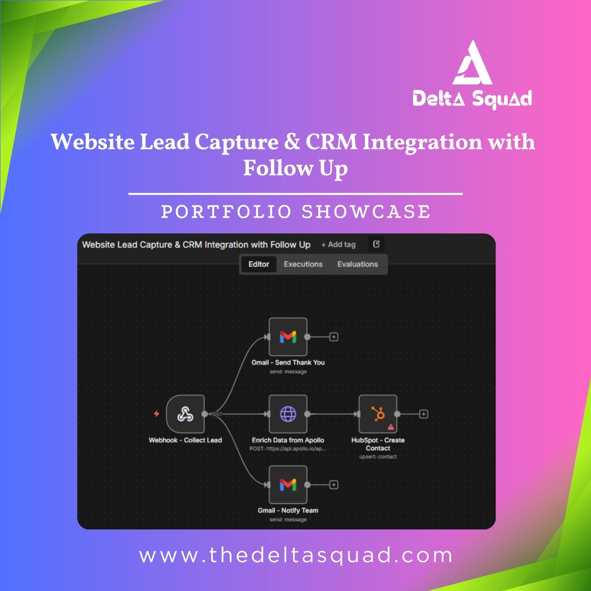 deltasquadai's tweet photo. 🔴 Built a website lead capture system that sends instant thank you emails, enriches data, and pushes contacts to HubSpot automatically. No missed leads, faster follow ups.

#LeadAutomation #CRMAutomation #BusinessAutomation #AIAutomation #DeltaSquad https://t.co/pLv1jM8diT