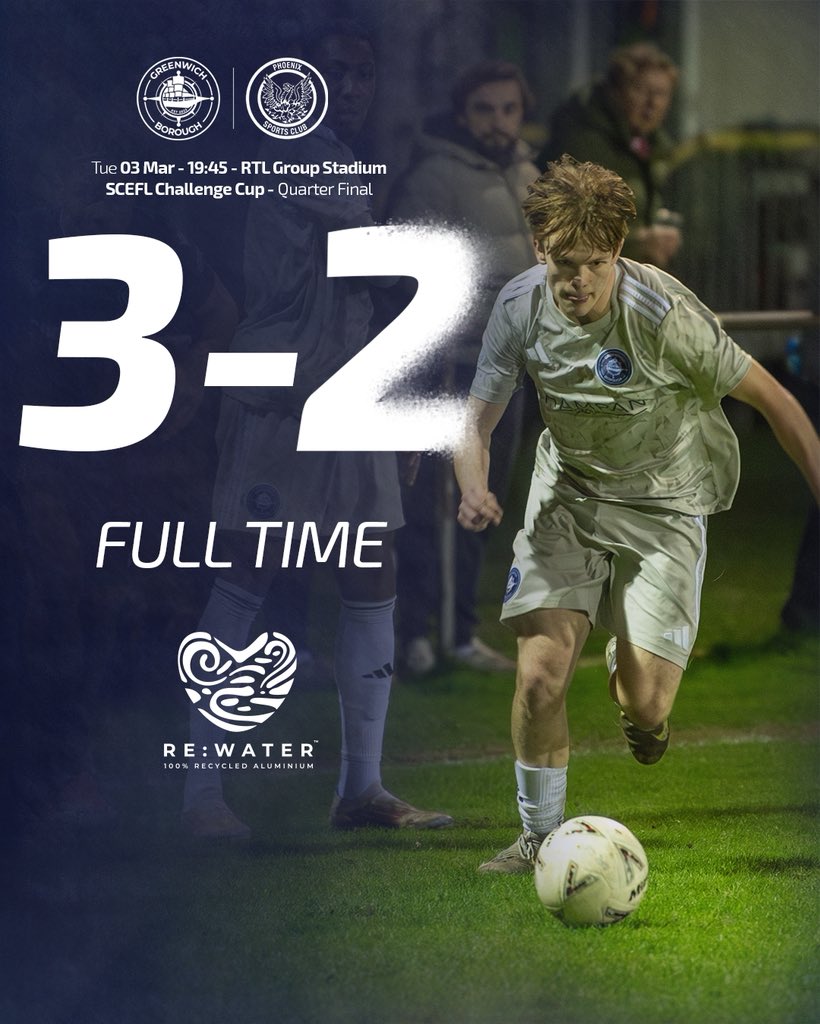 AFCGreenwichB's tweet photo. FT| Greenwich Borough 3 - 2 Phoenix Sports

#AFCGB #UpTheBoro https://t.co/eFHNu8f5NF