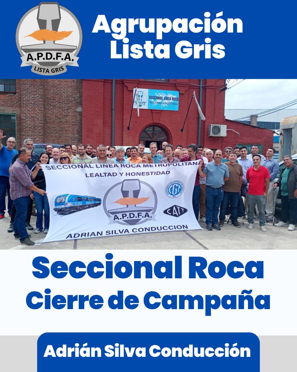 ApdfaListaGris's tweet photo. Cierre de campaña con afiliados y afiliadas de la Seccional  Roca 
#AdrianSilvaClnduccion
#LaListaEsGris https://t.co/v8Sy4m5caQ