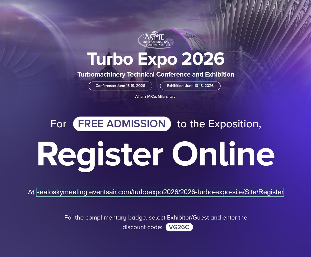 meefog's tweet photo. MEE is coming to ASME! 

Claim your free expo pass and connect with our turbine cooling experts.

Register Now with Code: VG26C

https://t.co/2adyR6k0H0 https://t.co/vdMPMT9ayP