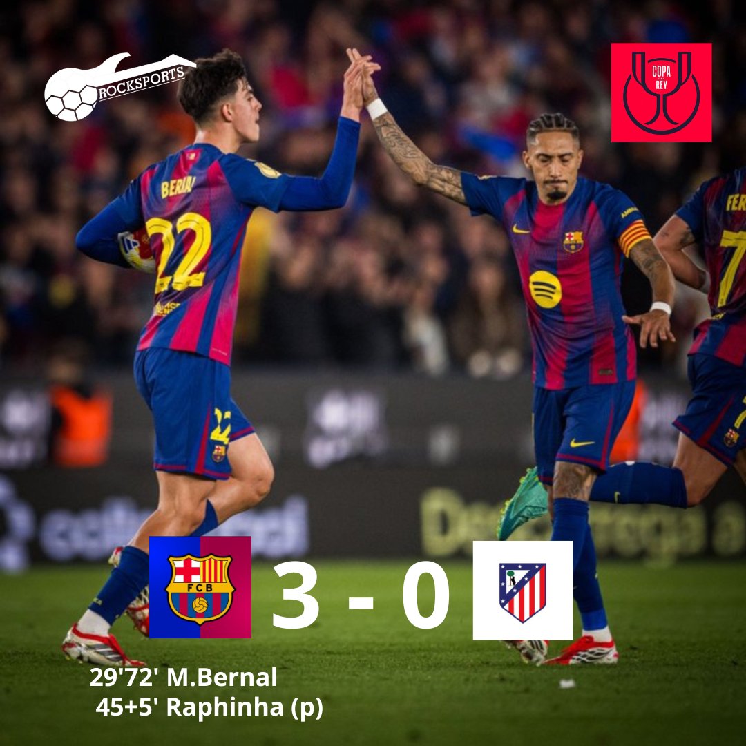 #copadelrey 
⚽ En emocionante semifinal, FC Barcelona venció al Atlético de Madrid, pero no le alcanzó para llegar a la final
➡️ El global favoreció a los 'colchoneros' por 3-4 y jugarán la final de la @copadelreyoficial , trece años después.