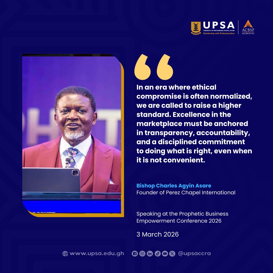 upsaccra's tweet image. Bishop Charles Agyin Asare inspires at Prophetic Business Empowerment Conference 2026: True excellence demands transparency, accountability, and integrity.
 #EthicalLeadership #MarketplaceExcellence #DoingRight #HigherStandard #FaithInBusiness