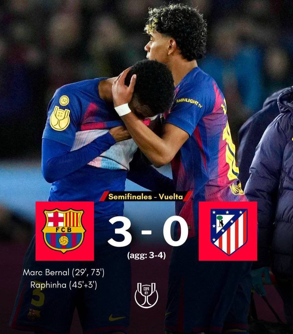 theladfcb's tweet photo. Full-time: HEARTBREAK for Barcelona! The team gave it their all but lose 3-4 on agg and bow out of the Copa Del Rey. 💔 https://t.co/JMm3lFuOZ2