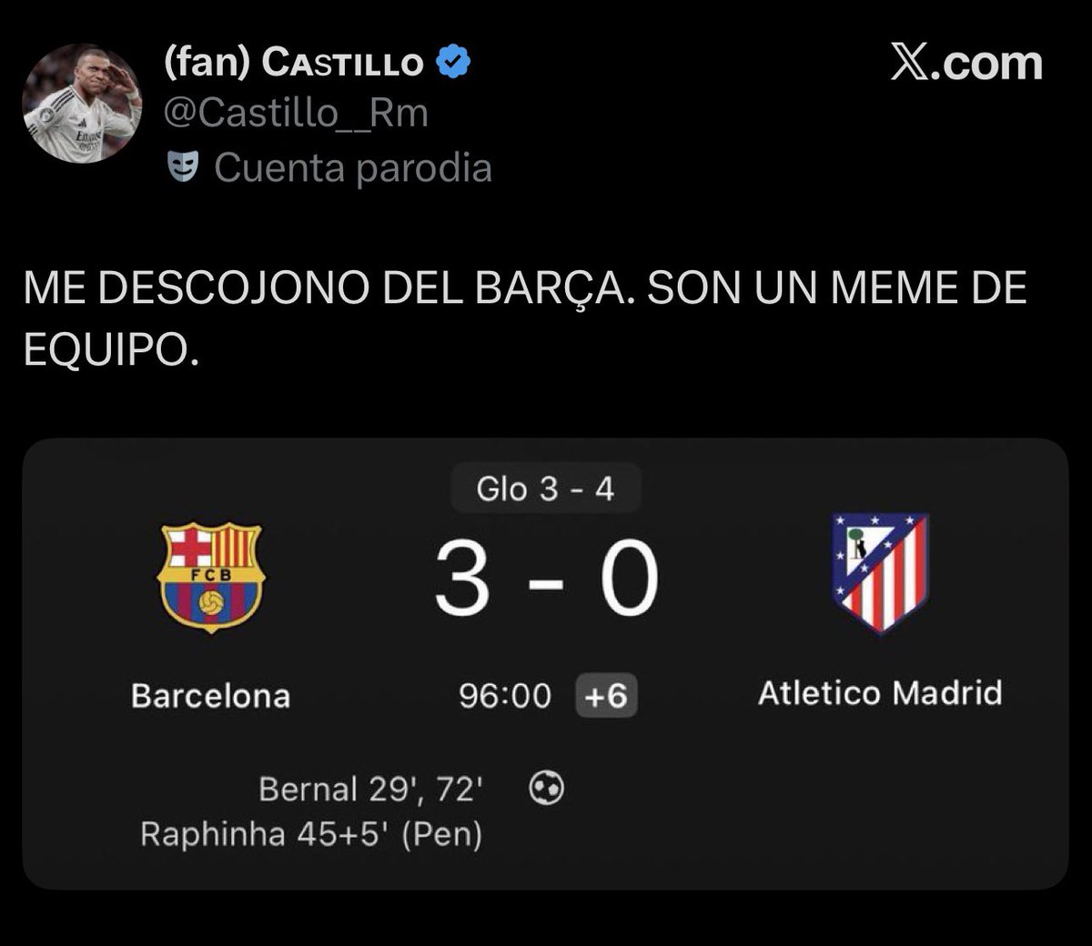 Es gracioso que se ría del Barça cuando el Madrid fue eliminado por el Albacete. JAJAJAJAJAJA