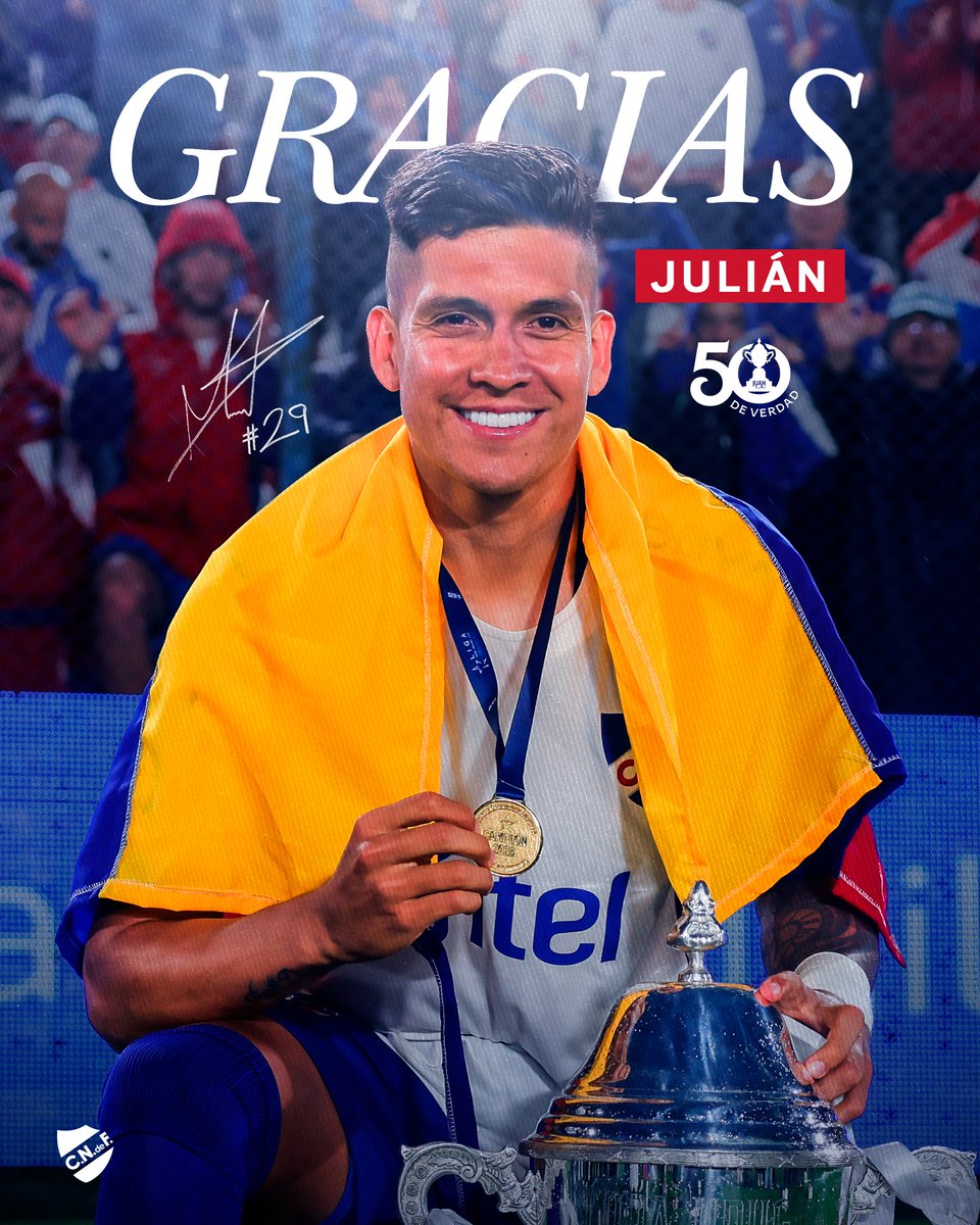 Nacional's tweet photo. 🥺 Gracias Julián por defender nuestros colores con tanta entrega y dedicación.

Con esfuerzo y compromiso te ganaste el cariño de todo el pueblo Tricolor y te vas con el agradecimiento eterno de cada hincha 💙🤍❤️
  ¡Muchos éxitos en lo que viene! https://t.co/CLmqiX8cdX