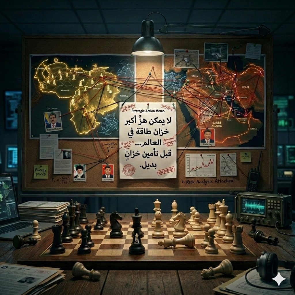 المعركة ليست على إيران فقط 💬

لا يمكن هز أكبر خزان طاقة في العالم…
قبل تأمين خزان بديل🛢️
هل تتفق معي 🤔؟

#صلاح_باعثمان
#عاجل_الان