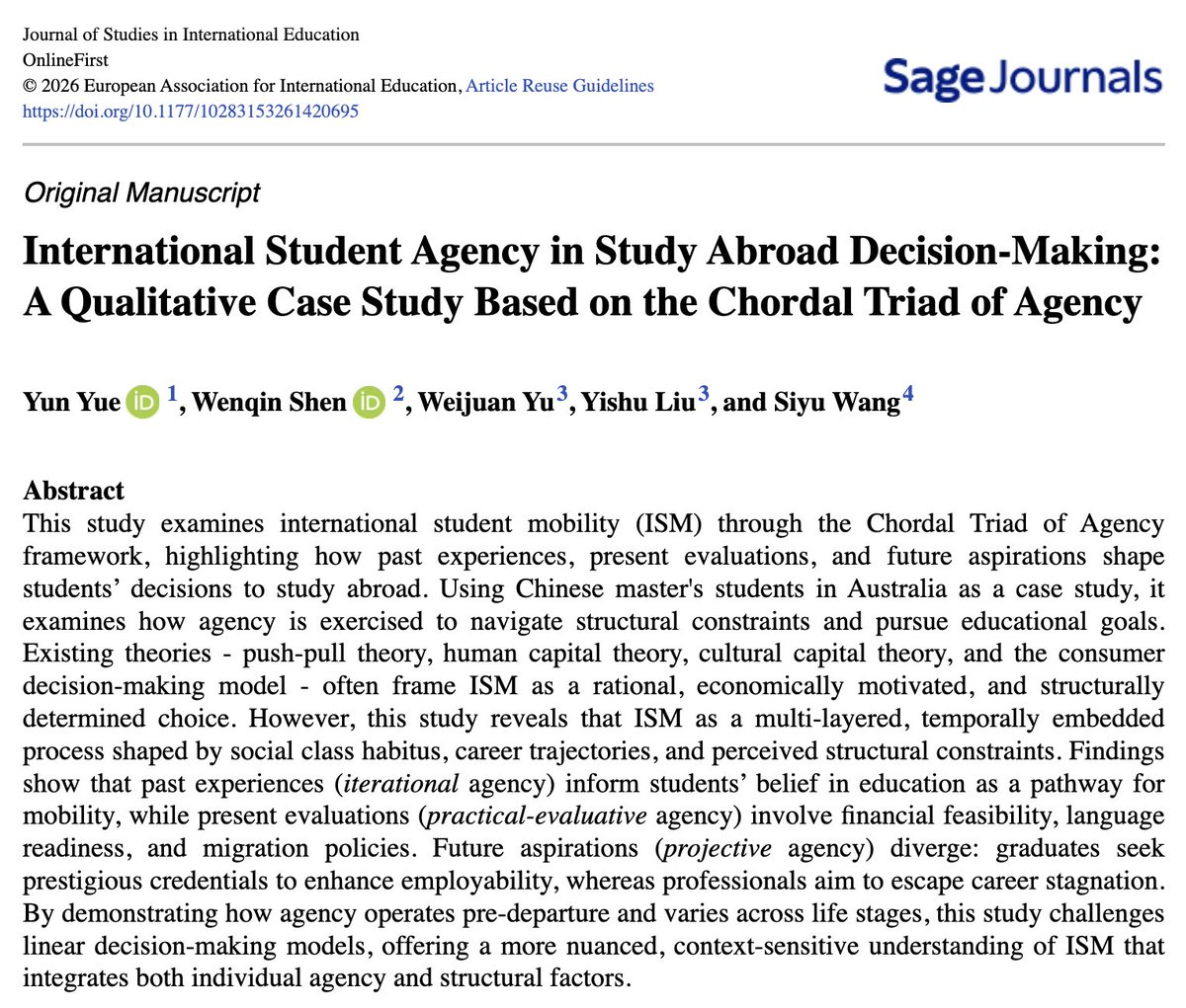 Journal of Studies in International Education tweet media