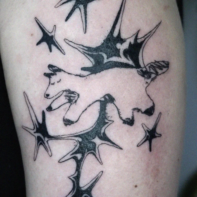 Silly creature for Max, the fox itself was designed by his partner, I did the stars