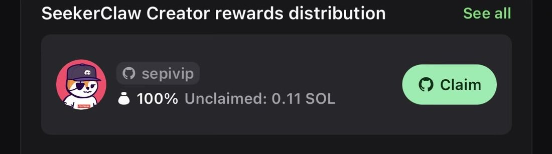 🚨 If you're seeing this, please like + repost to help spread the word! 🚨

There's a memecoin launched on <a href="/pumpfun/">Pump.fun</a> as hype for the new <a href="/SeekerClaw/">SeekerClaw</a>'s app, and 100% of the creator rewards were directed straight to <a href="/sepivip/">Beka Egod Zakaidze</a>, the actual developer behind SeekerClaw.

Token: