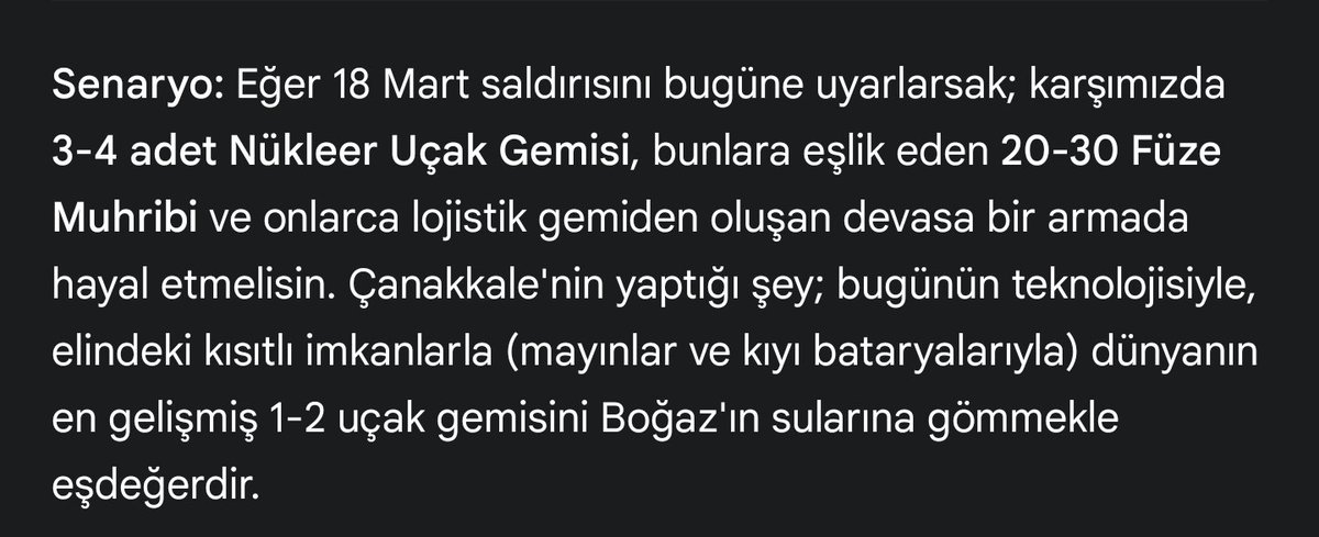 ArifCBan's tweet photo. @KayaSerhan_ Bu da Amerikan yapay zekasının cevabı Çanakkale'yi bu güne uyarla dedim ve cevabı! Türk zekidir her şeyin bir yolunu bulur yeter ki vatanına güvensin! https://t.co/wXe87zVMwu