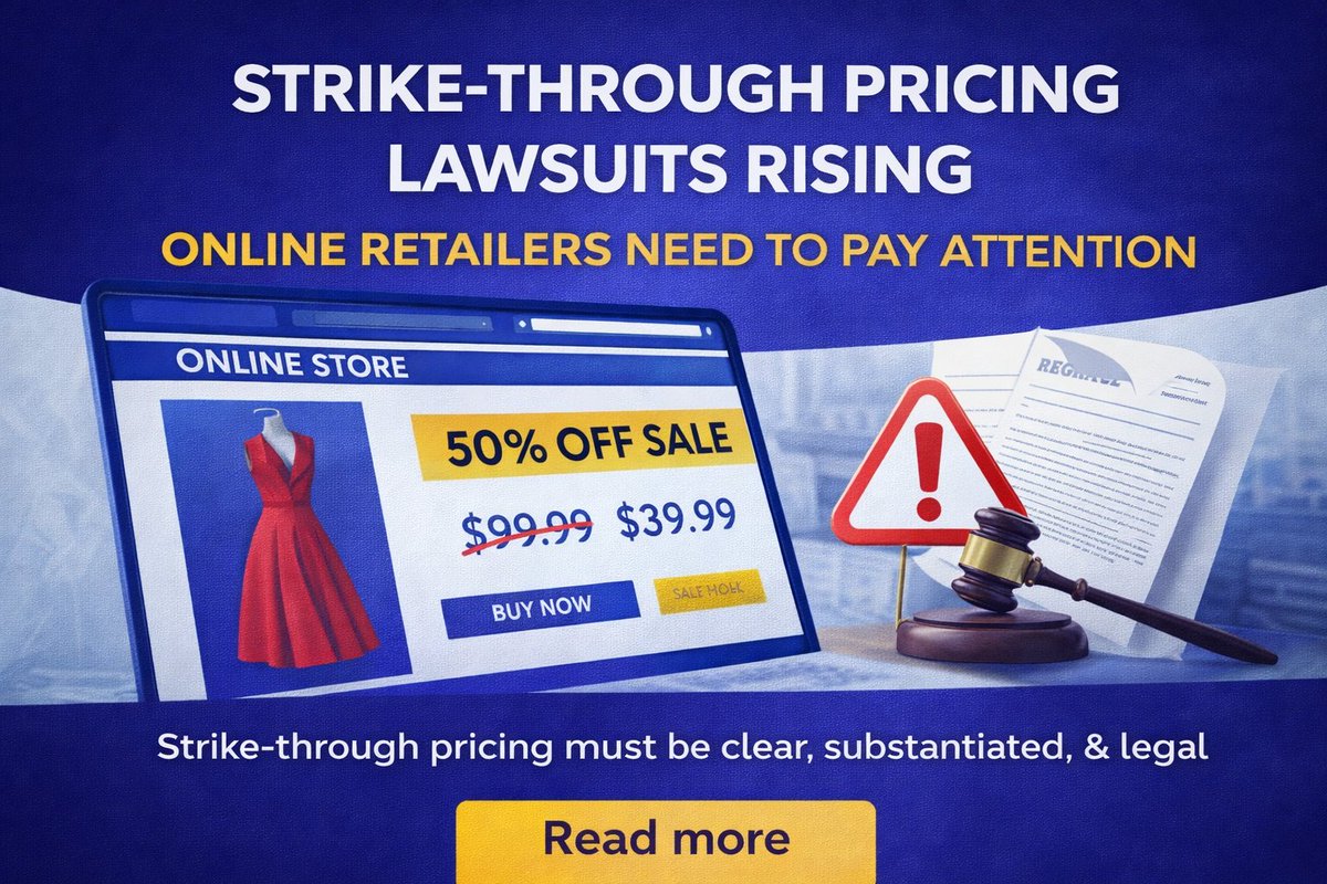 ranahson's tweet photo. Strike-through pricing lawsuits are increasing.

Online retailers must ensure pricing transparency and proper documentation — or risk legal action.

Read more: https://t.co/rlXAnUois2

#Ecommerce #RetailCompliance #OnlineBusiness #ecom_back #ranahson https://t.co/ATJsSUAe1o