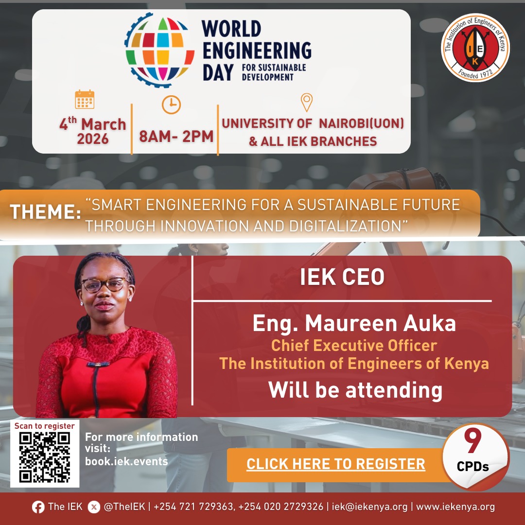 auka_maureen's tweet photo. Infrastructure. Energy. Water. Housing. Digitalization.

Behind every solution that serves Kenya, there is an engineer.

Today, we celebrate YOU.

Happy #WorldEngineeringDay https://t.co/O8jbhCFw4c