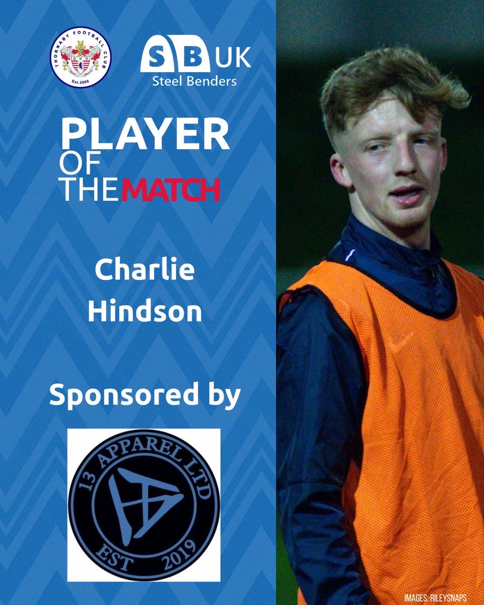 ThornabyFC_'s tweet photo. Today’s Steel Benders UK MAN OF THE MATCH!

Charlie Hindson, sponsored by 13 Apparel

The right-back dug deep and got vital assists to help us seal another 3 points.

#oneclub https://t.co/Au5XYm444w