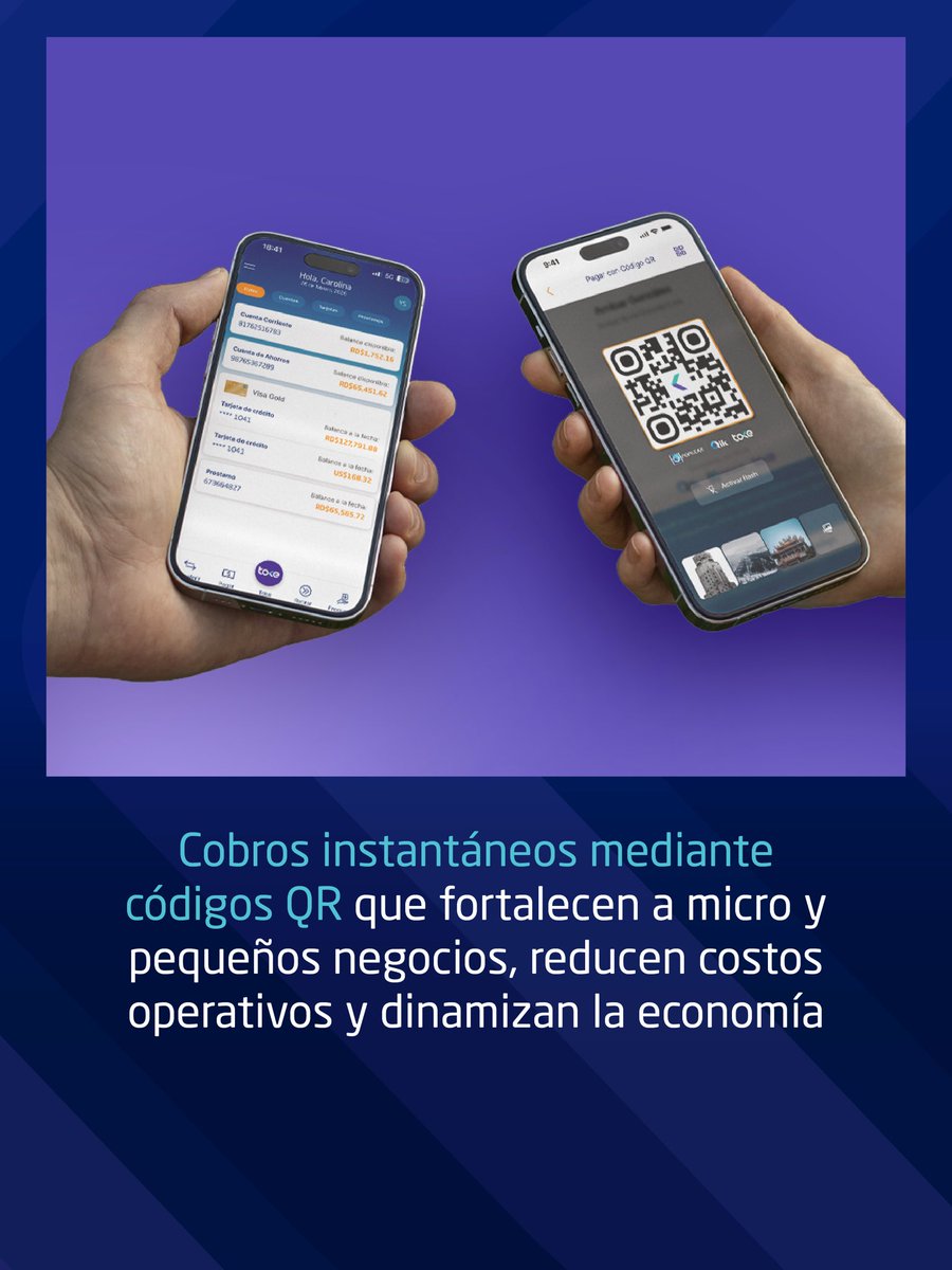 Popularenlinea's tweet photo. Lanzamos Toke, nuestra nueva solución de pagos digitales, creada para transformar la forma en que las personas y los negocios intercambian dinero en la República Dominicana.

Más que una billetera digital, Toke es un ecosistema de pagos que conecta clientes bancarizados y personas no bancarizadas en un mismo entorno, eliminando fricciones y reduciendo la dependencia del efectivo.

Con una experiencia simple, permite realizar pagos y transferencias usando solo un número de celular o un código QR. Asimismo, permite a micro y pequeños negocios realizar cobros instantáneos, promoviendo mayor eficiencia, trazabilidad y seguridad.

Además, a través de una Cuenta Flash digital, que se obtiene en minutos, los usuarios pueden comenzar a construir su historial financiero.

Con esta iniciativa, fortalecemos nuestra estrategia de transformación digital, ampliamos el acceso a servicios financieros y contribuimos al desarrollo económico del país, integrando a más personas y comercios a la economía digital.
 
#CadaEsfuerzoCuenta #BancoPopularDominicano #TokePopular #BancaDigital