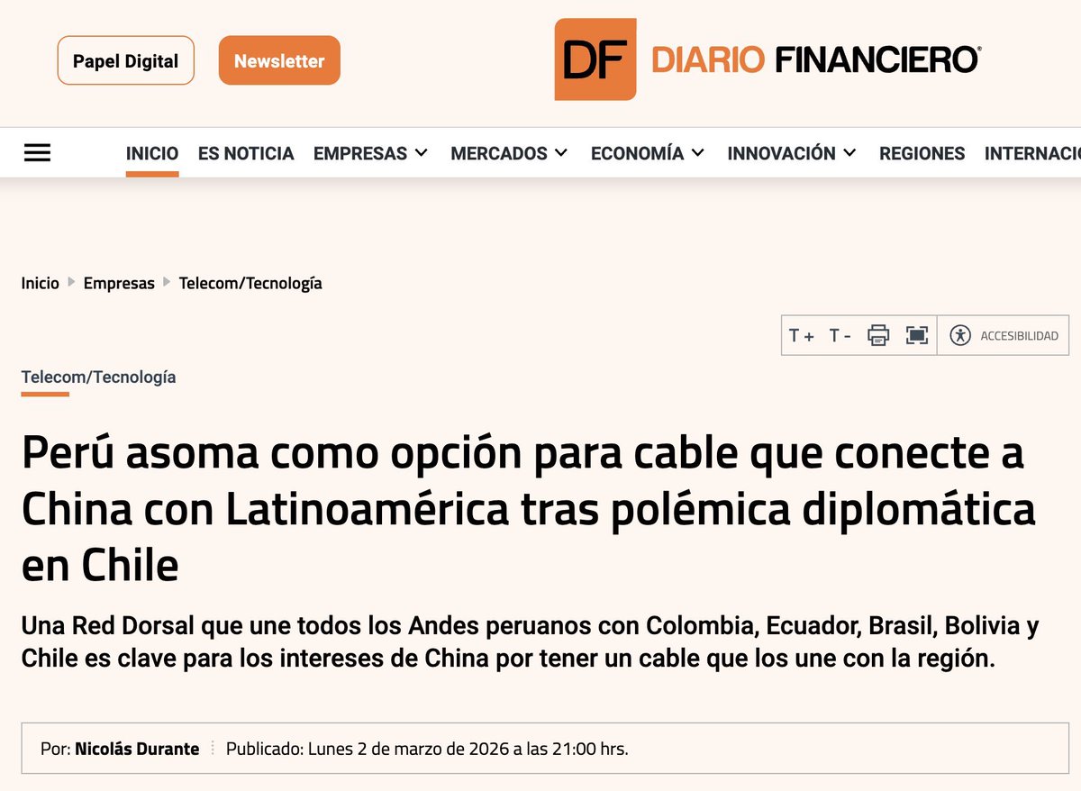 Mientras tanto, las posibilidades se van a otros países y Chile se pierde la oportunidad, lo mismo que ocurrió con el puerto de Chancay.  Que malas decisiones se están tomando en nuestro país.